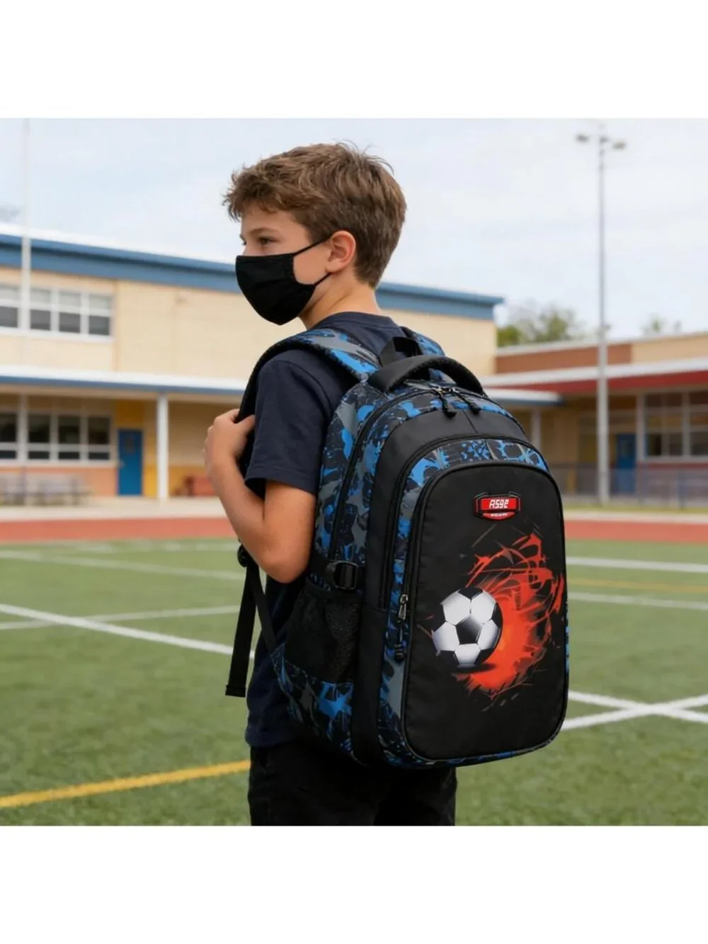 Camo Waterproof Backpack for Boys - Stylish School Bag & Travel Bookbag (Blue)